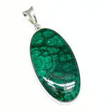 Malakit stor, oval, unik sten i silverhänge