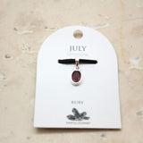 Rubin, månadssten för juli silverhänge