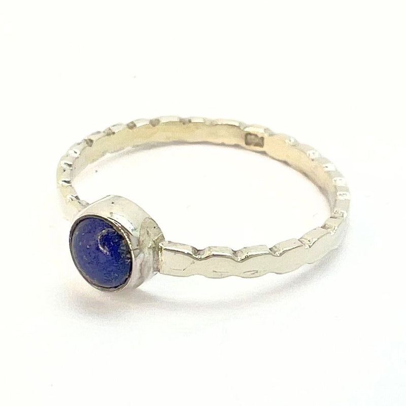 Lapis Lazuli, liten rund silverring