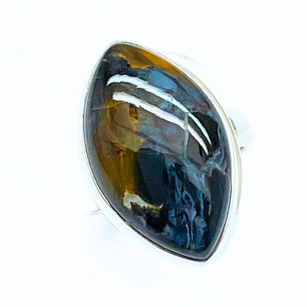 Pietersit örnöga, silverring storlek 5