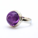 Ametist, vacker rund silverring storlek 7