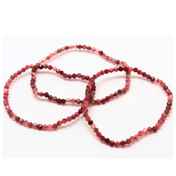 Pink tourmaline, faceted bracelet 2-3 mm