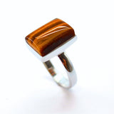 Tiger Eye unique silver ring size 8