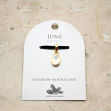 Rainbow moonstone, monthstone for June in gold-plated silver pendant