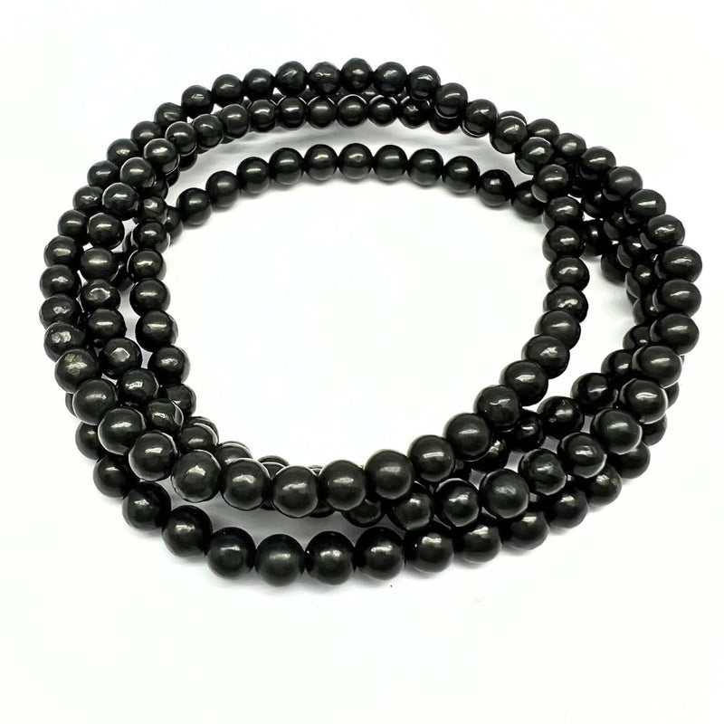 Shungite, bracelet round beads 4 mm