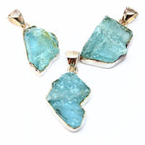 Aquamarine, natural raw shapes in silver, 2 sizes