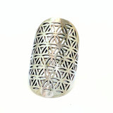 Flower of Life - silver ring i brons ställbar ringstorlek