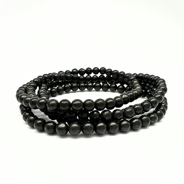 Shungite, bracelet round beads 4 mm