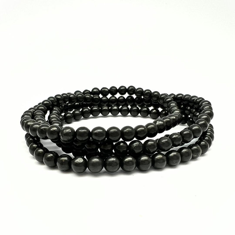 Shungite, bracelet round beads 4 mm