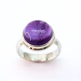 Ametist, vacker rund silverring storlek 7