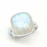 Sateenkaarikuvioinen kivi, sileä sormus sterlinghopeaa