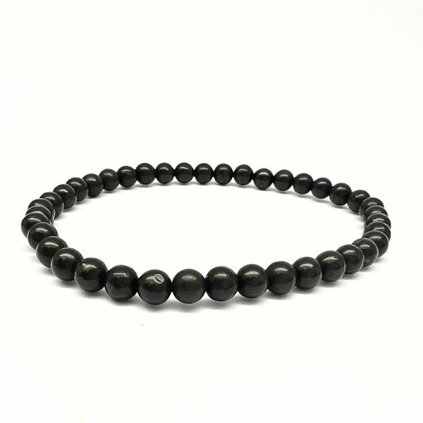 Shungite, bracelet round beads 4 mm