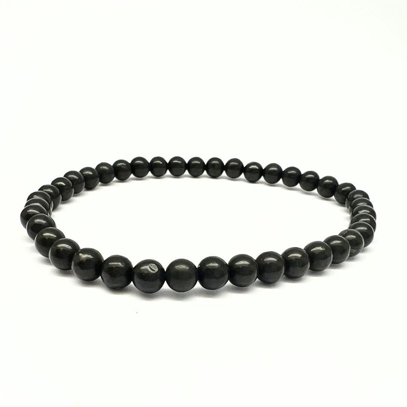 Shungite, bracelet round beads 4 mm