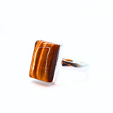 Tiger Eye unique silver ring size 8