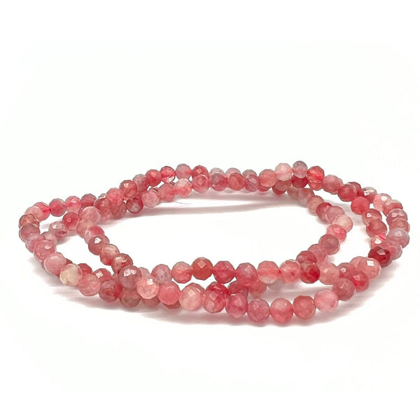 Rodonit, fasettslipat armband 4 mm
