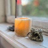 Orange calcite, hexagonal lantern