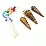 Tiger eye pendant with chakra stones 12 facets