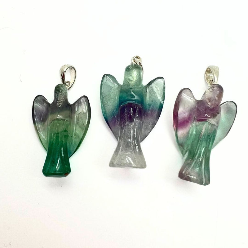 Fluorite, angel pendant