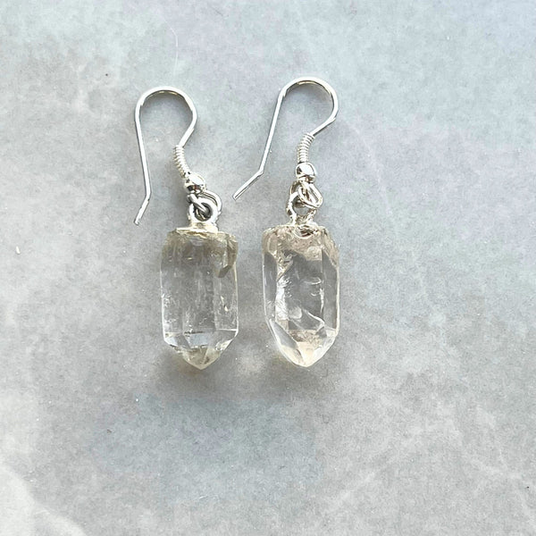 Rock crystal raw lace earring on hook