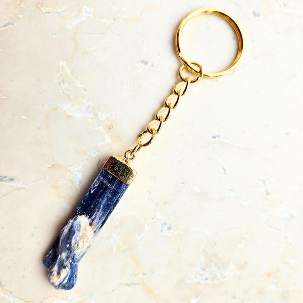 Kyanite gold colored key ring