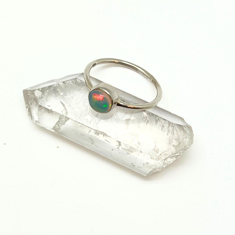 Opal rund silverring