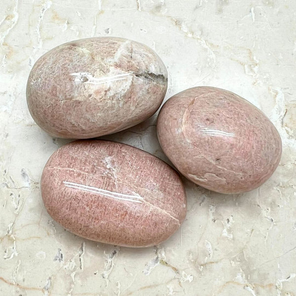 Peach moonstone, AA polished palmstone