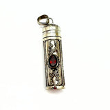 Prayer cylinder, pendant with amethyst