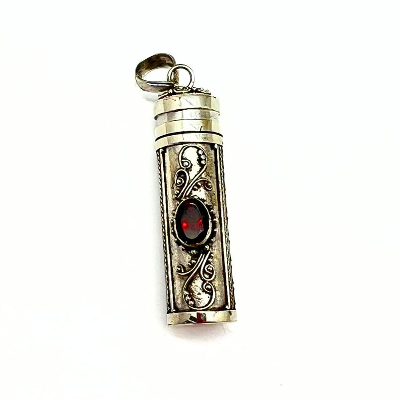 Prayer cylinder, pendant with amethyst