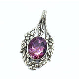 Amethyst oval pendant with smooth silver setting