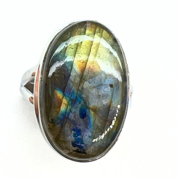 Labradorit i silverring stlk 8