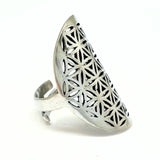 Flower of Life - silver ring i brons ställbar ringstorlek