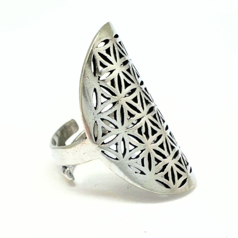 Flower of Life - silver ring i brons ställbar ringstorlek