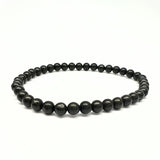 Shungite, bracelet round beads 4 mm