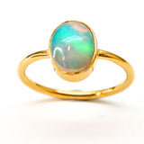 Ethiopian opal in gold vermeil ring