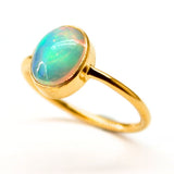 Ethiopian opal in gold vermeil ring
