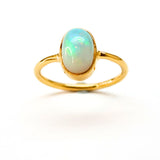 Ethiopian opal in gold vermeil ring