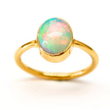 Ethiopian opal in gold vermeil ring