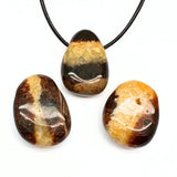 Septarian, draksten, trumlat hänge med hål