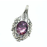 Amethyst oval pendant with smooth silver setting