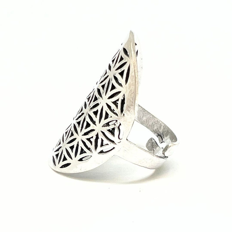 Flower of Life - silver ring i brons ställbar ringstorlek