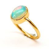 Ethiopian opal in gold vermeil ring