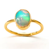 Ethiopian opal in gold vermeil ring