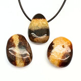 Septarian, draksten, trumlat hänge med hål