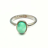 Chrysoprase, smooth ring in silver