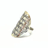 Flower of Life - silver ring i brons ställbar ringstorlek