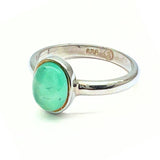 Chrysoprase, smooth ring in silver