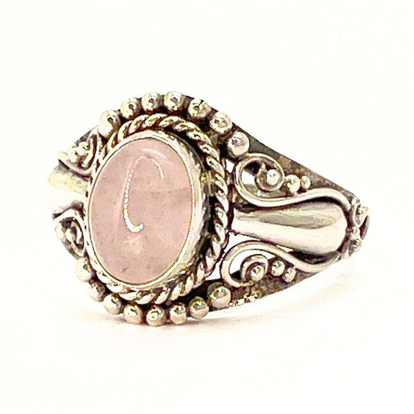 Rosenkvarts, ring silver filigran större rosenkvarts