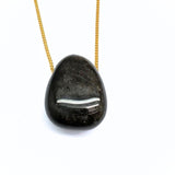 Obsidian halsband med silver eller guldpläterad kedja
