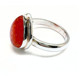 Solsten droppformad glittrande sten i silverring