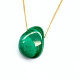 Malakit halsband med silver eller guldpläterad kedja